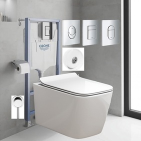 Казанче за вграждане Grohe с конзолна тоалетна с биде Rimfree